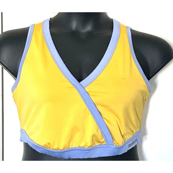 Reebok Yellow & blue Wrap-Style Sports Bra Size M Polyester/Spandex - Picture 1 of 7
